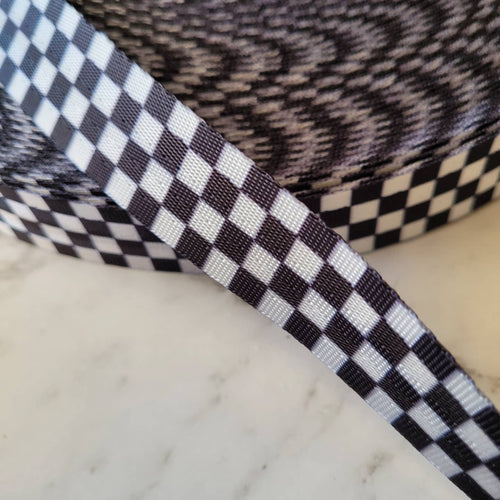 Checkered Black and White Seat Belt Webbing