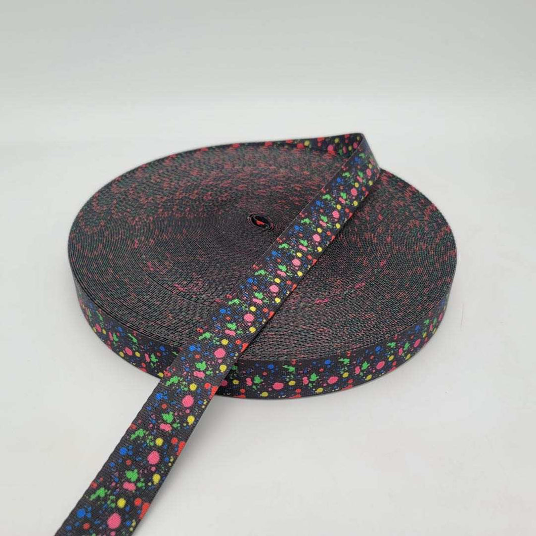 Rainbow Splatter Seat Belt Webbing, bag straps, crossbody straps