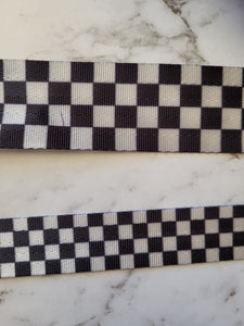 Checkered Black and White Seat Belt Webbing