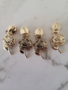 Bulk Buy Roses #5 Zipper Pulls,  Rainbow, Gunmetal, Light Gold, Chrome, Red, anti bronze, Flower Zipper Pulls