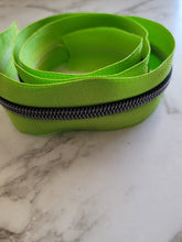 Load image into Gallery viewer, Lime Green #5 Zipper Tape with Gunmetal Zipper Tape