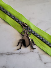 Load image into Gallery viewer, Lime Green #5 Zipper Tape with Gunmetal Zipper Tape