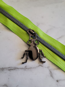 Lime Green #5 Zipper Tape with Gunmetal Zipper Tape