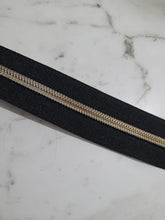 Load image into Gallery viewer, Black Zipper Tape with Antique Brass teeth  # 5 Zipper Tape