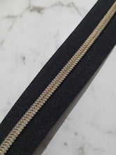 Load image into Gallery viewer, Black Zipper Tape with Antique Brass teeth  # 5 Zipper Tape