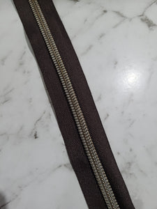 Brown Tape with Antique Brass Zipper Teeth # 5