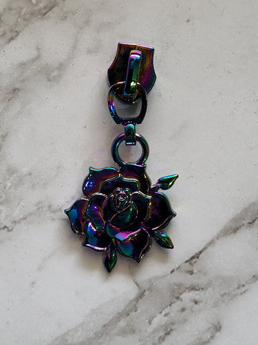 Rainbow Rose Zipper Pull Number 5 , hand bag, Bag charms, Bagware By Jodi Ann