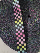 Load image into Gallery viewer, Rainbow Checkered Black and White Seat Belt Webbing