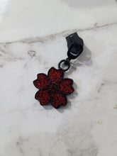 Load image into Gallery viewer, Red Resin Poppy Flower zipper pull number 5, zipper tape, bag supplies, bag hardware, purse hardware, zipper charms, handbag hardware,