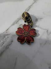 Load image into Gallery viewer, Red Resin Poppy Flower zipper pull number 5, zipper tape, bag supplies, bag hardware, purse hardware, zipper charms, handbag hardware,