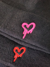 Load image into Gallery viewer, Drippy Heart Beanie, embroidery hat, glow in the dark, party beanie,