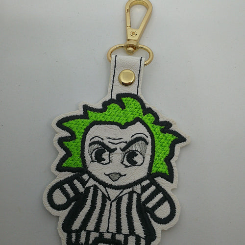 Kawaii Beetlejuice Bag / Key Tag ( Fob )