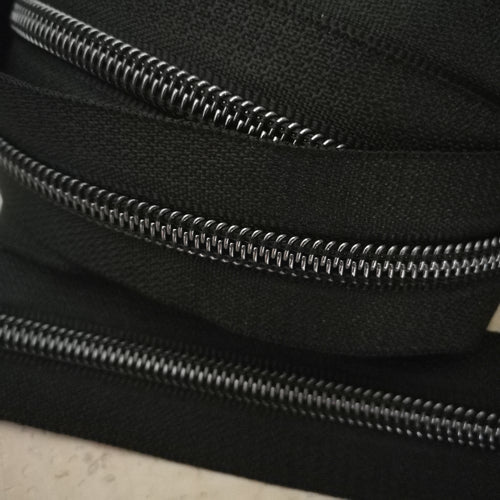 Gunmetal with Black Tape # 5 Zipper Tape