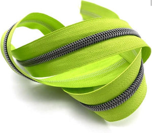 Lime Green #5 Zipper Tape with Gunmetal Zipper Tape